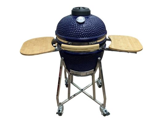 Griglia Kamado da 18 pollici in ceramica colore blu 48 cm con carrello e tavolini