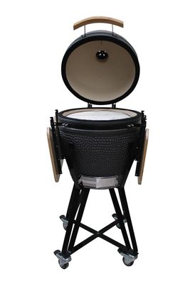 Griglia Kamado in ceramica da 20 pollici, griglia a carbone, colore nero opaco, 51 cm, con carrello e tavolini