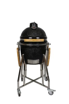 Griglia Kamado in ceramica da 16 pollici colore nero antracite 40 cm con carrello e tavolini