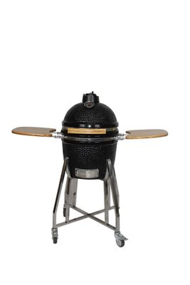 Griglia Kamado in ceramica da 16 pollici colore nero antracite 40 cm con carrello e tavolini