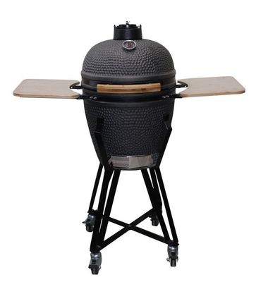 Griglia Kamado in ceramica da 20 pollici, griglia a carbone, colore nero opaco, 51 cm, con carrello e tavolini