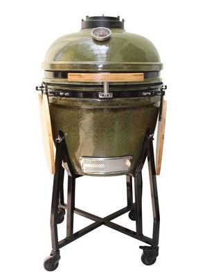 Griglia Kamado in ceramica da 23 pollici a carbone per esterni colore verde tropicale 59 cm con carrello e tavolini