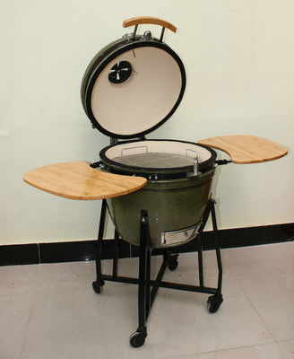 Griglia Kamado in ceramica da 23 pollici a carbone per esterni colore verde tropicale 59 cm con carrello e tavolini