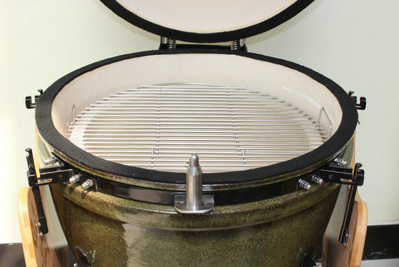 Griglia Kamado in ceramica da 23 pollici a carbone per esterni colore verde tropicale 59 cm con carrello e tavolini
