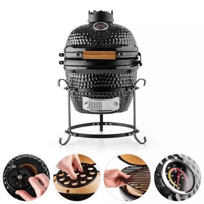 Griglia in ceramica per barbecue a carbone da 13 pollici da 32 cm nera per esterni