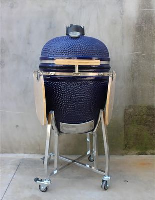 Colore blu marino da 22 pollici della griglia a carbone in ceramica all'aperto con carrello e tavolini