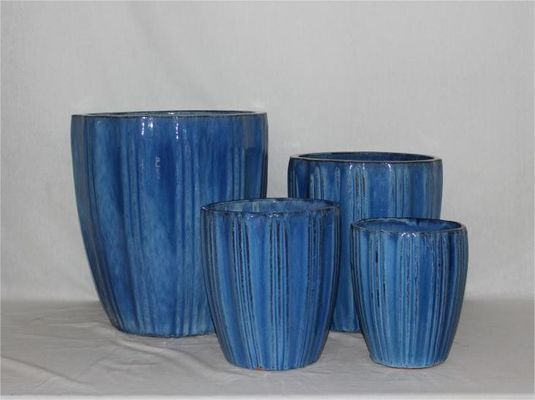 4 vasi da giardino in ceramica smaltata colorata forma rotonda ad alto fuoco