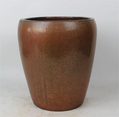 Vaso da esterno in ceramica smaltata di forma rotonda ad alta cottura