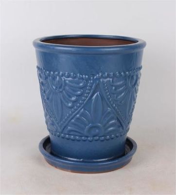 Vasi da interno in ceramica smaltata con piattino da 6 pollici e 8 pollici