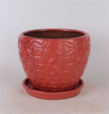 Vasi da interno in ceramica per interni da 6 pollici e 8 pollici con piattino smaltato
