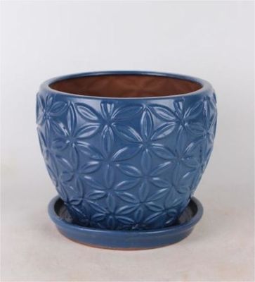 Vasi da interno in ceramica per interni da 6 pollici e 8 pollici con piattino smaltato
