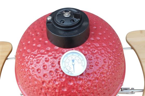 Griglia Kamado da 15 pollici in ceramica in acciaio inossidabile colore rosso 39 cm con carrello e tavolini
