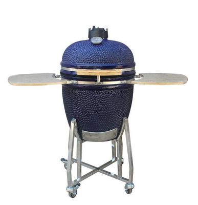 Griglia Kamado in ceramica da 22 pollici per esterno, colore blu scuro, 57 cm, con carrello e tavolini