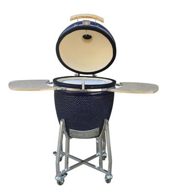 Griglia Kamado in ceramica da 22 pollici per esterno, colore blu scuro, 57 cm, con carrello e tavolini