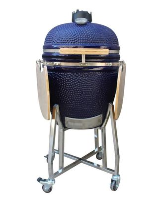 Griglia Kamado in ceramica da 22 pollici per esterno, colore blu scuro, 57 cm, con carrello e tavolini