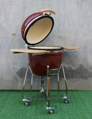 Barbecue in ceramica da 18 pollici colore rosso tropicale 48 cm in acciaio inossidabile