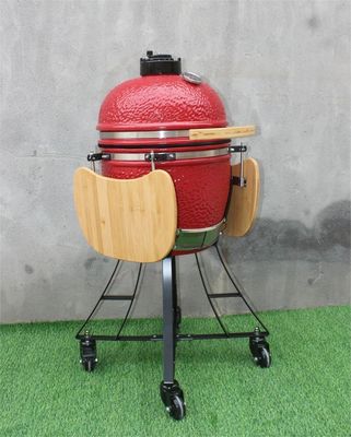 Bollitore in ceramica da 17 pollici BBQ colore rosso reale 44 cm con carrello e tavolini