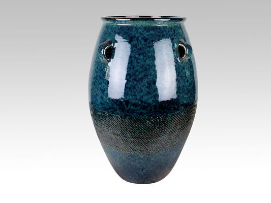Alto vaso all'aperto ceramico lustrato infornato per il barattolo a 24 pollici esterno con le maniglie