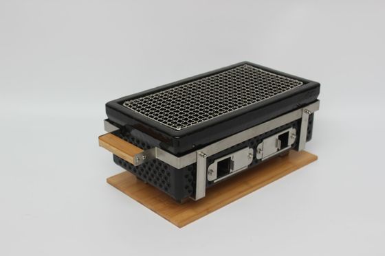 Grigliere a carbone ceramico Hibachi Grigliere rettangolare in nero